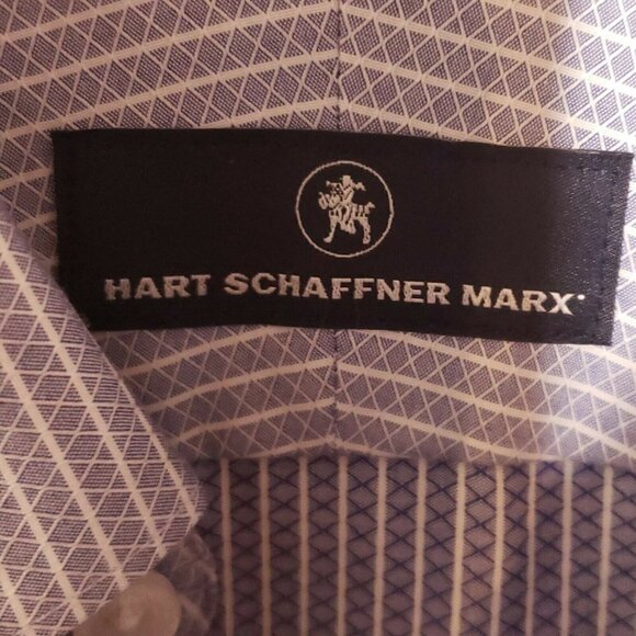 Hart Schaffner & Marx Mens Grey White Stripe Long Sleeve Button Down Large - Picture 4 of 6